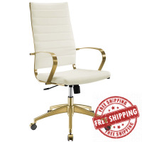 Modway EEI-3417-GLD-WHI Jive Gold Stainless Steel Highback Office Chair
