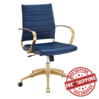 Modway EEI-3418-GLD-NAV Jive Gold Stainless Steel Midback Office Chair Gold Navy