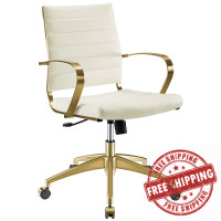Modway EEI-3418-GLD-WHI Jive Gold Stainless Steel Midback Office Chair
