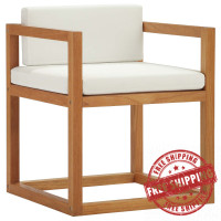 Modway EEI-3420-NAT-WHI Newbury Accent Outdoor Patio Premium Grade A Teak Wood Armchair