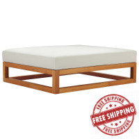 Modway EEI-3422-NAT-WHI Newbury Outdoor Patio Premium Grade A Teak Wood Ottoman