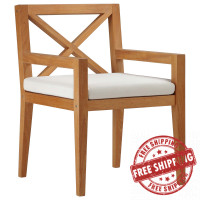 Modway EEI-3426-NAT-WHI Northlake Outdoor Patio Premium Grade A Teak Wood Dining Armchair