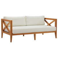Modway EEI-3427-NAT-WHI Northlake Outdoor Patio Premium Grade A Teak Wood Sofa