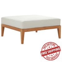 Modway EEI-3428-NAT-WHI Northlake Outdoor Patio Premium Grade A Teak Wood Ottoman