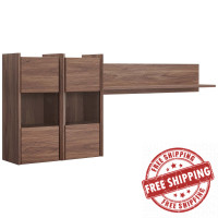 Modway EEI-3436-WAL Walnut Visionary Wall Mounted Shelves