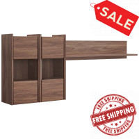 Modway EEI-3436-WAL Walnut Visionary Wall Mounted Shelves