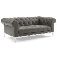 Modway EEI-3442-GRY Idyll Tufted Button Upholstered Leather Chesterfield Loveseat