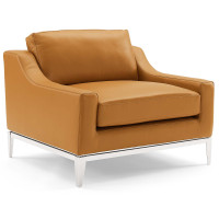 Modway EEI-3446-TAN Harness Stainless Steel Base Leather Armchair