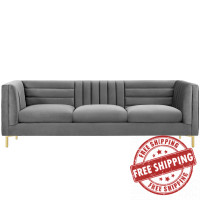 Modway EEI-3454-GRY Ingenuity Channel Tufted Performance Velvet Sofa