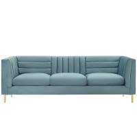 Modway EEI-3454-LBU Ingenuity Channel Tufted Performance Velvet Sofa