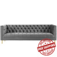 Modway EEI-3455-GRY Delight Tufted Button Performance Velvet Sofa