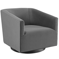 Modway EEI-3456-GRY Twist Accent Lounge Performance Velvet Swivel Chair