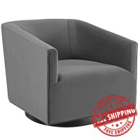 Modway EEI-3456-GRY Twist Accent Lounge Performance Velvet Swivel Chair