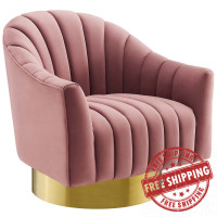 Modway EEI-3459-DUS Buoyant Vertical Channel Tufted Accent Lounge Performance Velvet Swivel Chair