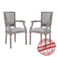 Modway EEI-3462-LGR Penchant Dining Armchair Upholstered Fabric Set of 2