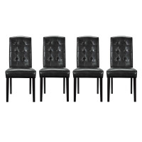 Modway EEI-3464-BLK Perdure Dining Chairs Vinyl Set of 4