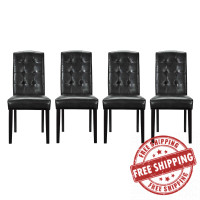 Modway EEI-3464-BLK Perdure Dining Chairs Vinyl Set of 4