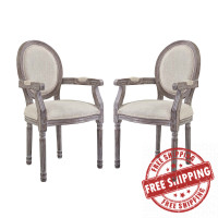 Modway EEI-3465-BEI Emanate Dining Armchair Upholstered Fabric Set of 2