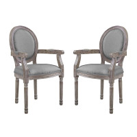 Modway EEI-3465-LGR Emanate Dining Armchair Upholstered Fabric Set of 2