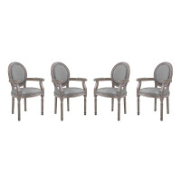 Modway EEI-3466-LGR Emanate Dining Armchair Upholstered Fabric Set of 4