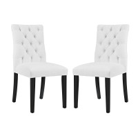 Modway EEI-3472-WHI Duchess Dining Chair Vinyl Set of 2