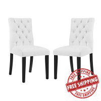 Modway EEI-3472-WHI Duchess Dining Chair Vinyl Set of 2