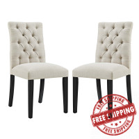 Modway EEI-3474-BEI Duchess Dining Chair Fabric Set of 2