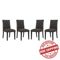Modway EEI-3475-BRN Duchess Dining Chair Fabric Set of 4