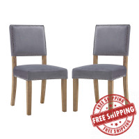 Modway EEI-3477-GRY Oblige Dining Chair Wood Set of 2
