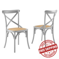 Modway EEI-3481-LGR Light Gray Gear Dining Side Chair Set of 2