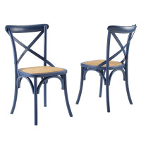 Modway EEI-3481-MID Midnight Blue Gear Dining Side Chair Set of 2