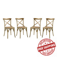 Modway EEI-3482-NAT Gear Dining Side Chair Set of 4