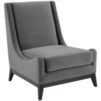 Modway EEI-3488-GRY Confident Accent Upholstered Performance Velvet Lounge Chair