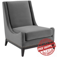 Modway EEI-3488-GRY Confident Accent Upholstered Performance Velvet Lounge Chair
