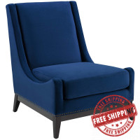 Modway EEI-3488-NAV Confident Accent Upholstered Performance Velvet Lounge Chair