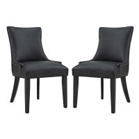 Modway EEI-3498-BLK Marquis Dining Chair Faux Leather Set of 2