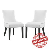 Modway EEI-3498-WHI Marquis Dining Chair Faux Leather Set of 2