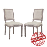 Modway EEI-3500-BEI Court Dining Side Chair Upholstered Fabric Set of 2