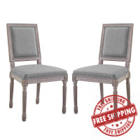 Modway EEI-3500-LGR Court Dining Side Chair Upholstered Fabric Set of 2