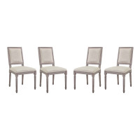 Modway EEI-3501-BEI Court Dining Side Chair Upholstered Fabric Set of 4