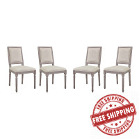 Modway EEI-3501-BEI Court Dining Side Chair Upholstered Fabric Set of 4