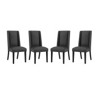 Modway EEI-3502-BLK Baron Dining Chair Vinyl Set of 4