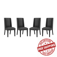 Modway EEI-3502-BLK Baron Dining Chair Vinyl Set of 4