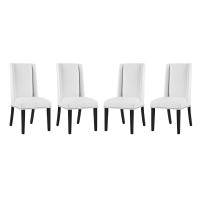 Modway EEI-3502-WHI Baron Dining Chair Vinyl Set of 4