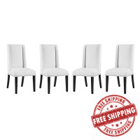 Modway EEI-3502-WHI Baron Dining Chair Vinyl Set of 4