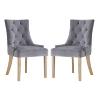 Modway EEI-3504-GRY Pose Dining Chair Performance Velvet Set of 2