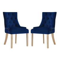 Modway EEI-3504-NAV Pose Dining Chair Performance Velvet Set of 2