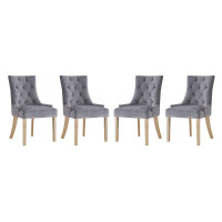 Modway EEI-3505-GRY Pose Dining Chair Performance Velvet Set of 4