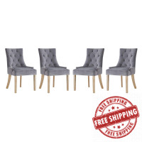 Modway EEI-3505-GRY Pose Dining Chair Performance Velvet Set of 4