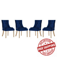 Modway EEI-3505-NAV Pose Dining Chair Performance Velvet Set of 4